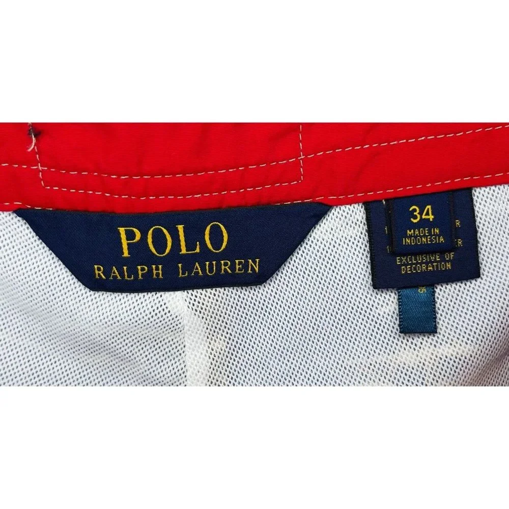 Polo Ralph Lauren Swimwear Trunks Board Shorts Sailboat Ocean Blue Pockets Sz 34